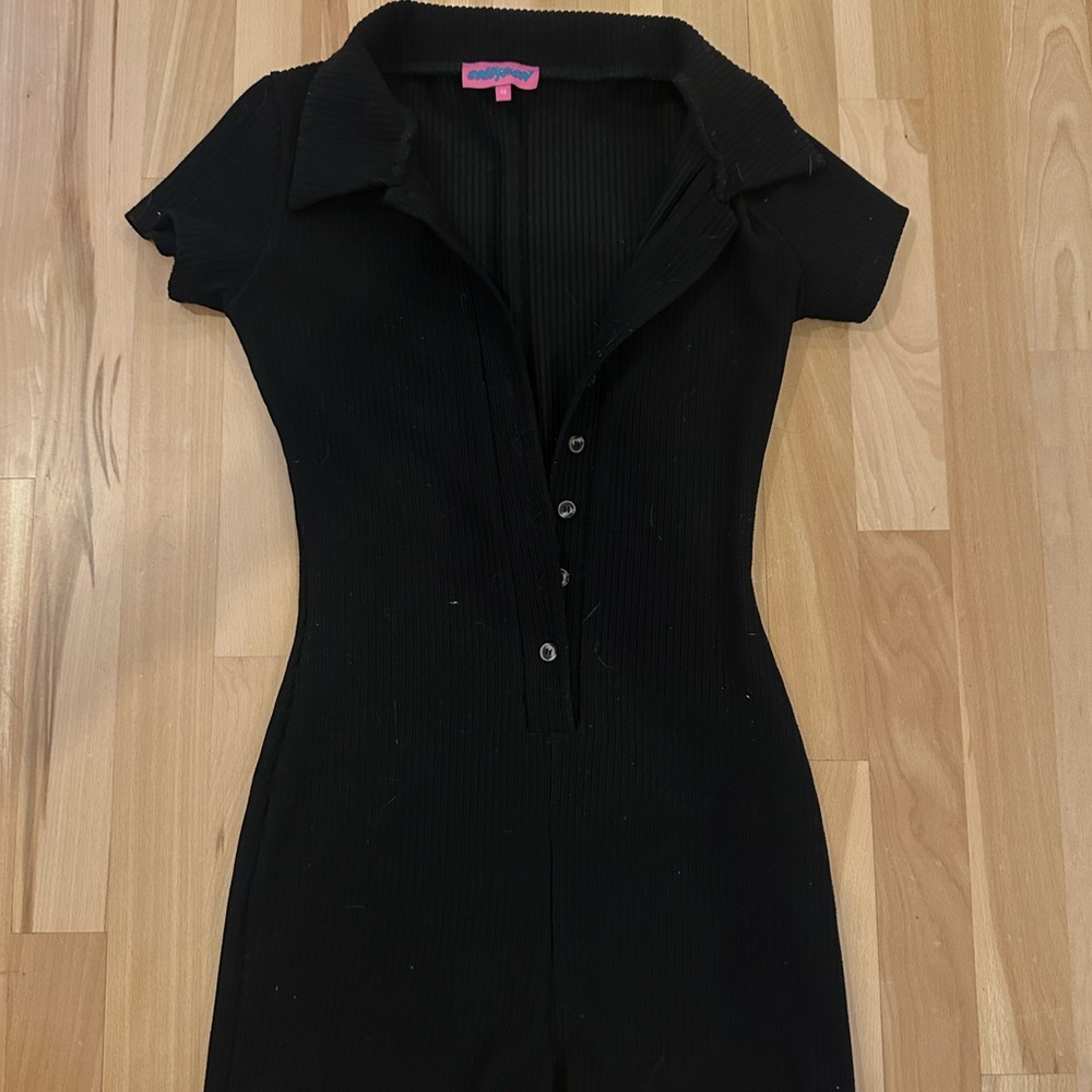 Edikted Black Ribbed Jumpsuit